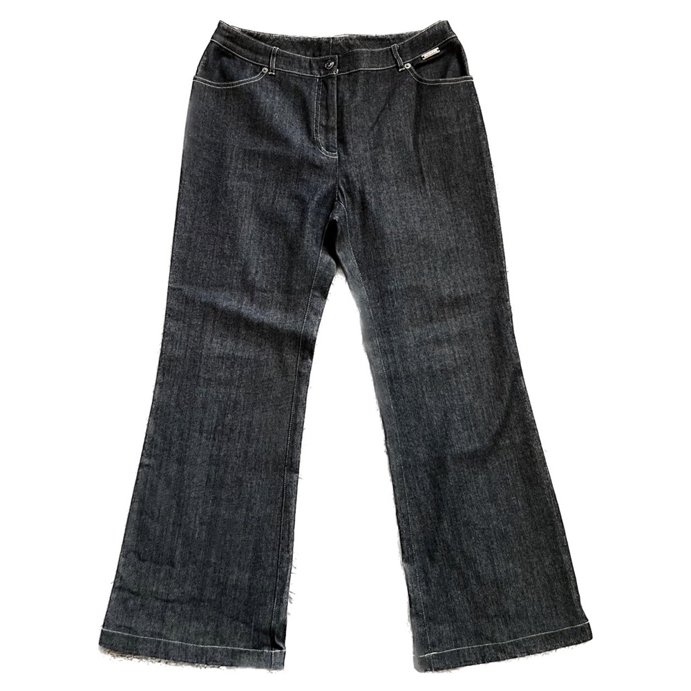 St. John Women’s Straight Flare Faded Black Relaxed Denim Jeans Size 12 EUC